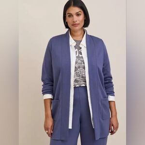 Torrid Studio Cupro Open Front Cardigan Crown Blue Size 0X Soft Stretch